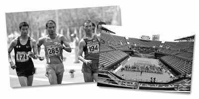 左圖:5月10日,遼寧隊(duì)選手耿志耀(左一)在十二運(yùn)男子50公里競(jìng)走比賽中。 　　新華社記者 李 鋼攝 　　右圖:6月10日,十二運(yùn)網(wǎng)球團(tuán)體賽在大連正式開拍,部分比賽遭遇了“零觀眾”的尷尬場(chǎng)面。 　　人民視覺