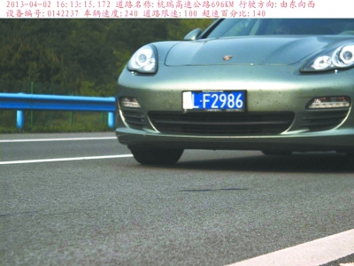 　保時(shí)捷飆車被拍瞬間。湖北省高警總隊(duì)供圖