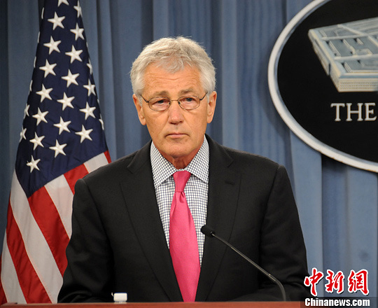 資料圖:華盛頓時(shí)間4月29日,美國(guó)防長(zhǎng)哈格爾與到訪的日本防衛(wèi)大臣小野寺五典舉行會(huì)晤。中新社發(fā) 德永健 攝