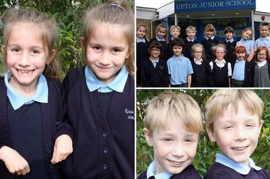 英國又有7對雙胞胎進入了同一所小學(xué)，讓人看花了眼。