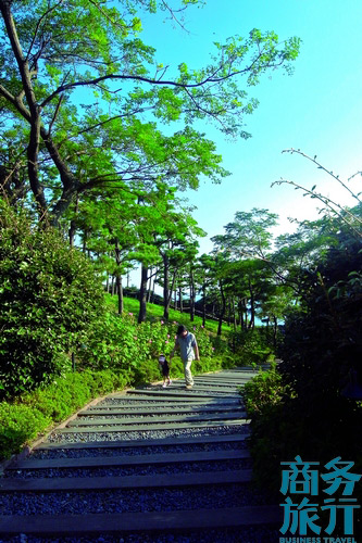 很多父母會(huì)帶著孩子在步行道漫步。