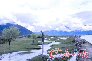 小路的一側(cè)是小溪,另一側(cè)是河流。