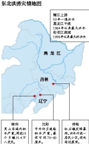 受持續(xù)降雨的影響，嫩江、松花江、黑龍江等3條大江同時出現(xiàn)超警戒水位的流域性大洪水