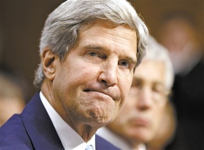 3日，克里在參院聽證會上。