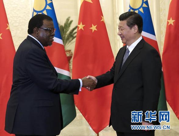 4月8日，國家主席習(xí)近平在北京人民大會堂會見納米比亞總理根哥布。新華社記者 龐興雷 攝