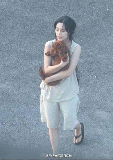 范冰冰穿睡衣遛狗 被指披個"麻袋"也很美 范冰冰穿睡衣遛狗 被指披個"麻袋"也很美