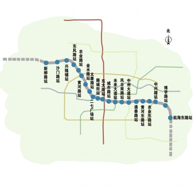 鄭州地鐵3號(hào)線站點(diǎn)示意圖 扈森制圖 鄭州地鐵3號(hào)線站點(diǎn)示意圖 扈森制圖