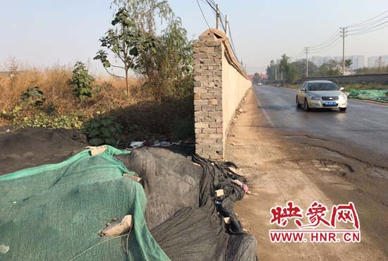 一墻之隔，一邊是道路，一邊是垃圾和荒草，市民質(zhì)疑其為遮羞墻。