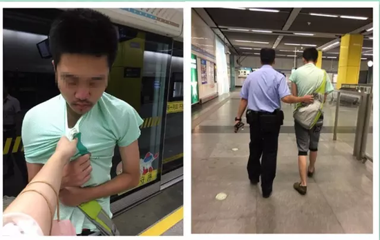 女子軌交站臺(tái)單手擒色狼