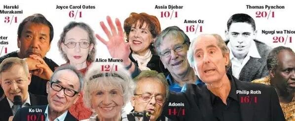 在 一篇名為“誰能贏得諾貝爾文學(xué)獎”的文章中，作者寫到，全球最大博彩公司之一的Ladbrokes(立博)員工，他們工作并非讀書、分析作者或是揣摩評委的心思，而是將行業(yè)評價、作家國籍、歷屆獲獎?wù)咝畔⒌冗M行綜合評估，然后預(yù)測哪些人可能獲獎。