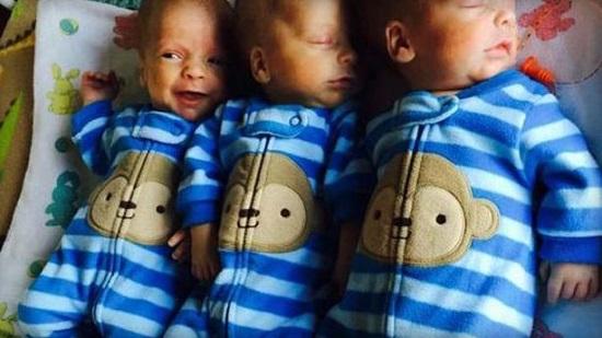 美國女子誕下同卵三胞胎出現概率百萬分之一（圖）