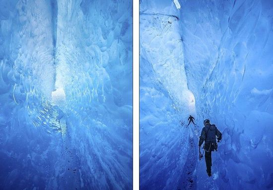 梅里格特別喜歡探索冰川。當太陽高高升起后，可以看到冰反射出的壯觀美景。