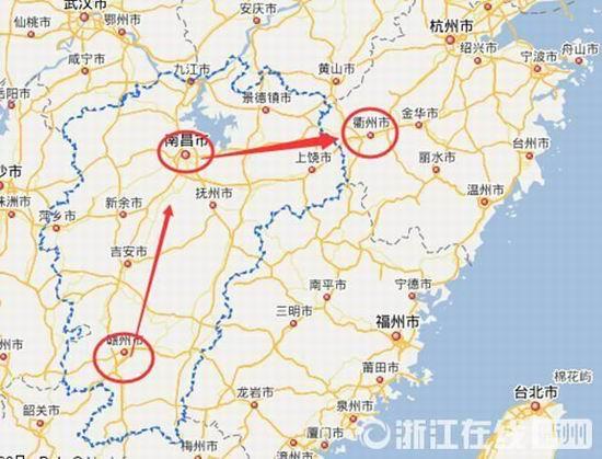 贛州到南昌高速公路400公里左右，南昌到浙江江山高速公路400多公里